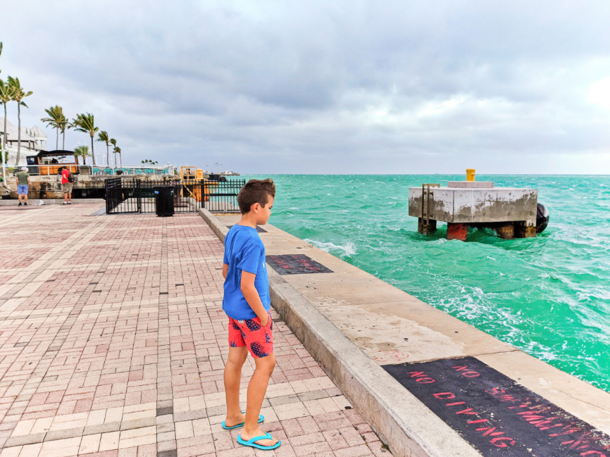 Taylor Family at Mallory Square in Wind Storm Key West Florida Keys 1