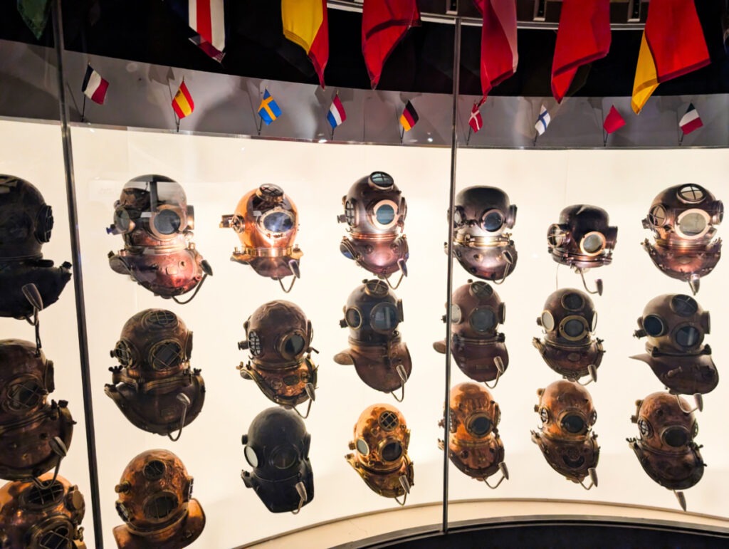 Antique Scuba Diving Helmet Display at Museum of the History of Diving Islamorada Florida Keys 1