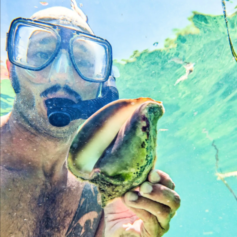 Rob Taylor with Conch in Key West National Wildlife Refuge Florida Keys 1