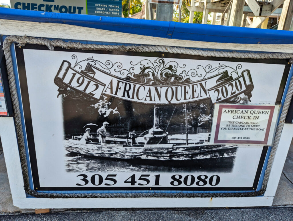 African Queen Boat Tout Sign in Key Largo Florida Keys 1