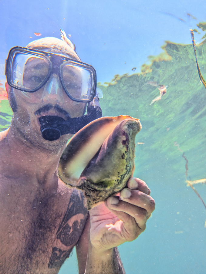 Rob Taylor with conch snorkeling With Key West Eco Tours Java Cat Florida Keys 2