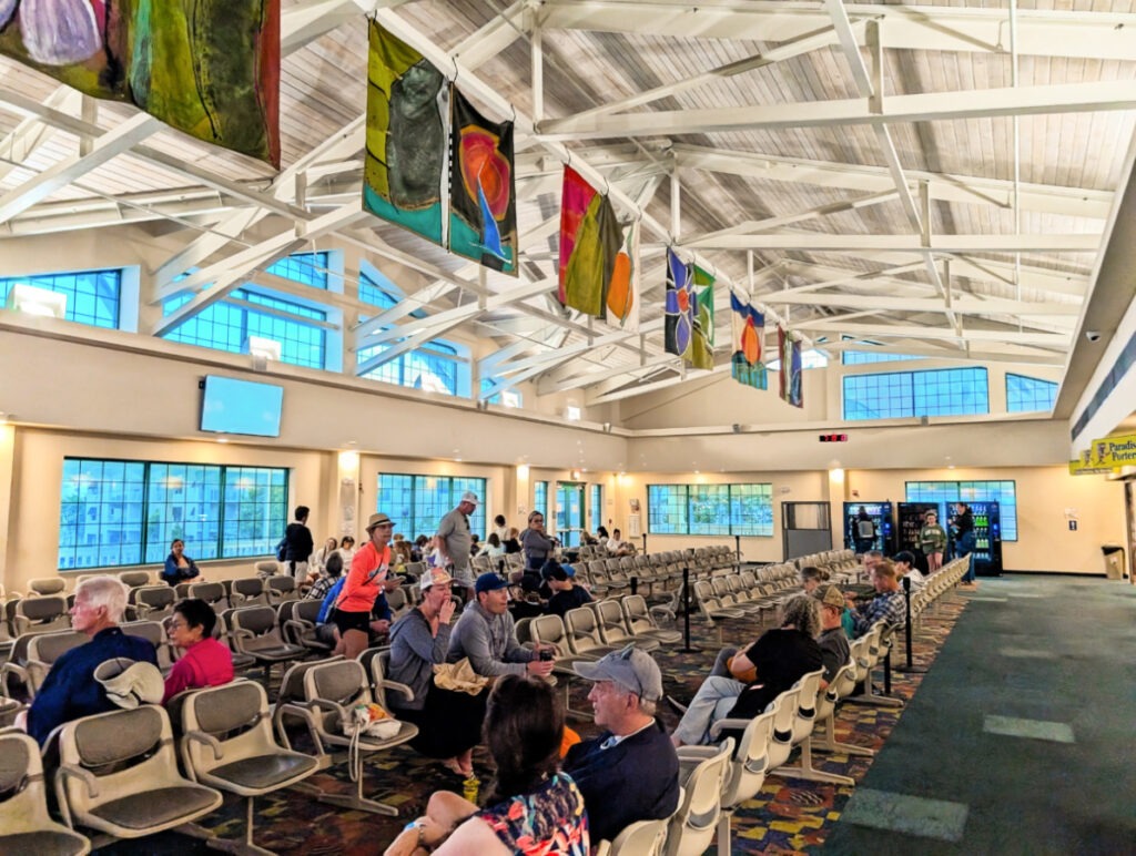 Waiting area at Key West Municipal Dock for Yankee Freedom Boat to Dry Tortugas National Park Key West Florida Keys 1