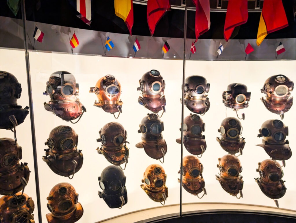 Antique Scuba Diving Helmet Display at Museum of the History of Diving Islamorada Florida Keys 1