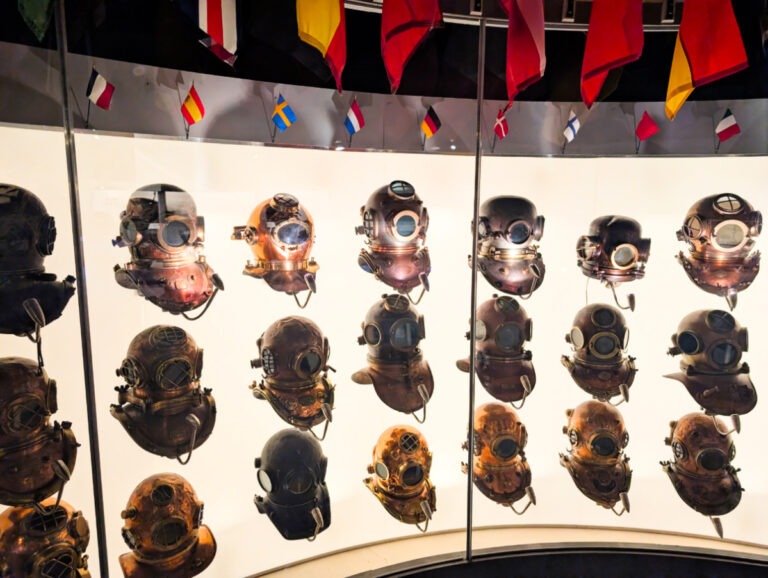 Antique Scuba Diving Helmet Display at Museum of the History of Diving Islamorada Florida Keys 1