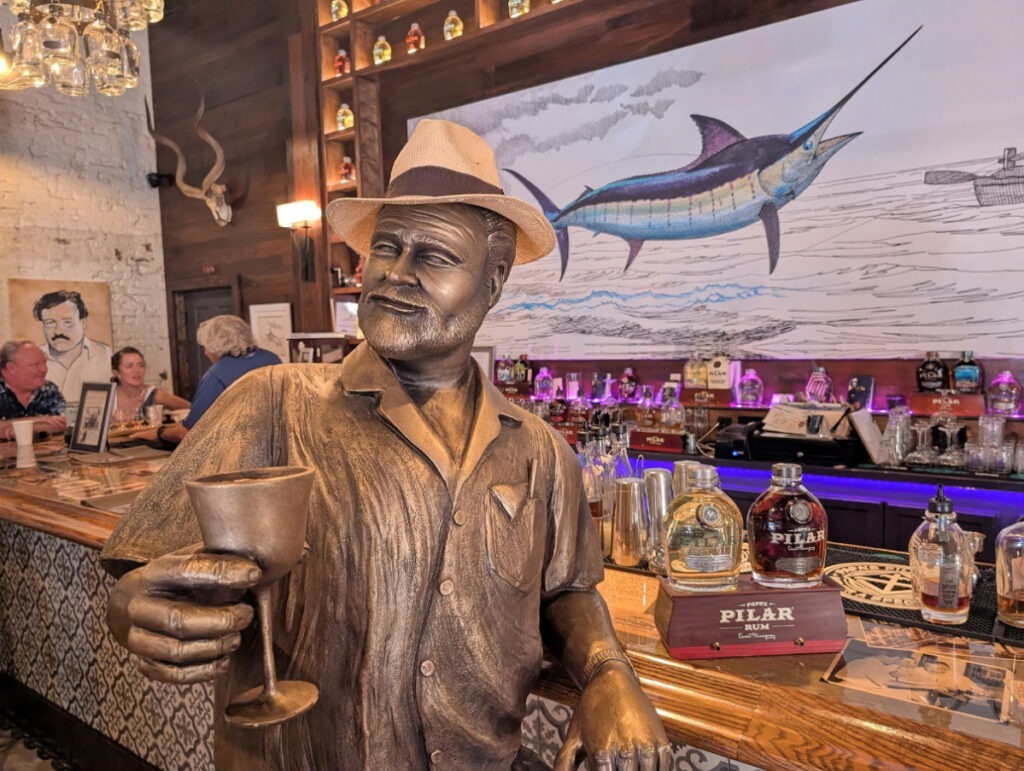 Bronze Hemingway Statue in Hemingway Social Club at Distillery Key West Florida Keys 3