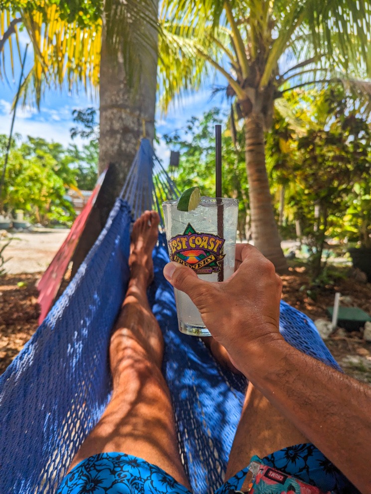 Relaxing in Hammock at Bongos Botanical Beer Garden Grassy Key Marathon Florida Keys 1
