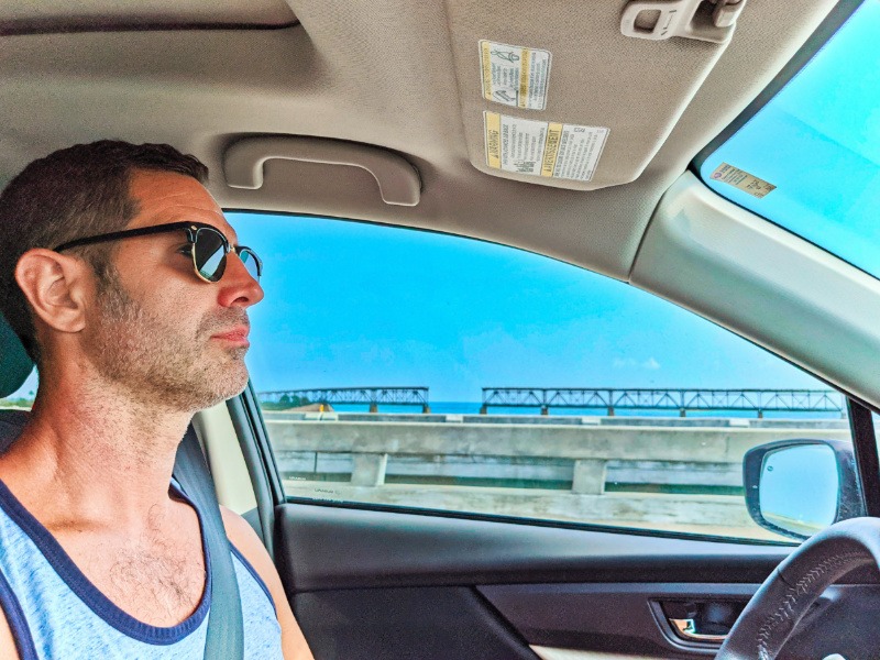 Chris Taylor Driving the Overseas Highway on Florida Keys Road Trip 1