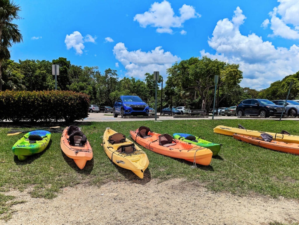 Kayaks in Parking lot at Biscayne National Park Miami Florida 1