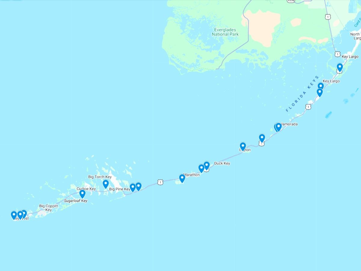 Map of Beaches in the Florida Keys