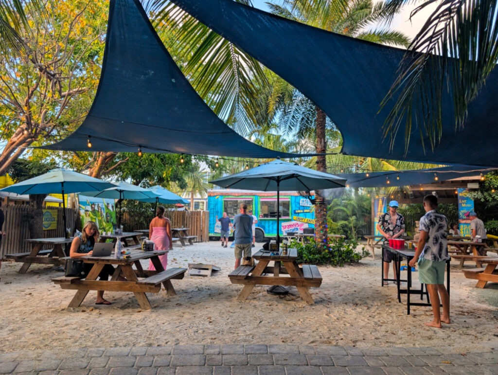 Food trucks and patio at Islamorada Brewing Co Florida Keys 1