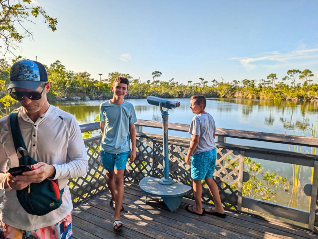 Taylor Family at Wildlife Viewing Platform at Blue Hole Key Deer Refuge Big Pine Key Lower Florida Keys 2