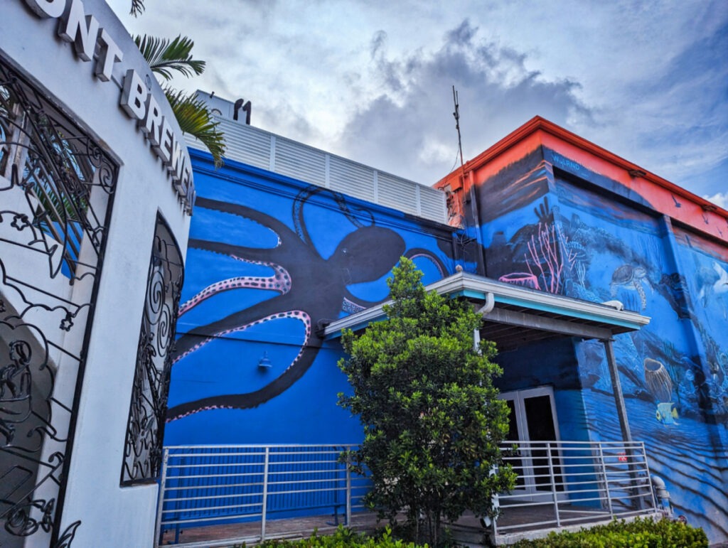 Wyland Guy Harvey Undersea Mural at Key West Waterfront Brewery Christmas lights Florida Keys 1