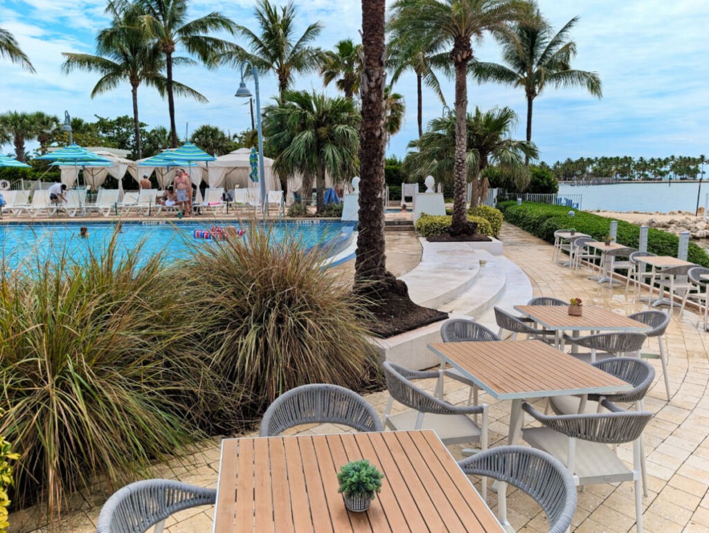 Patio and Swimming Pool at Courtyard Marriott Faro Blanco Resort Marathon Florida Keys 1