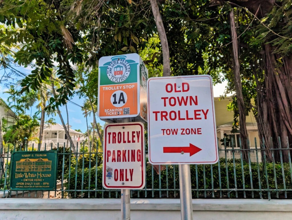 Pick Up Stop for Old Town Trolley Tour in Historic District Key West Florida Keys