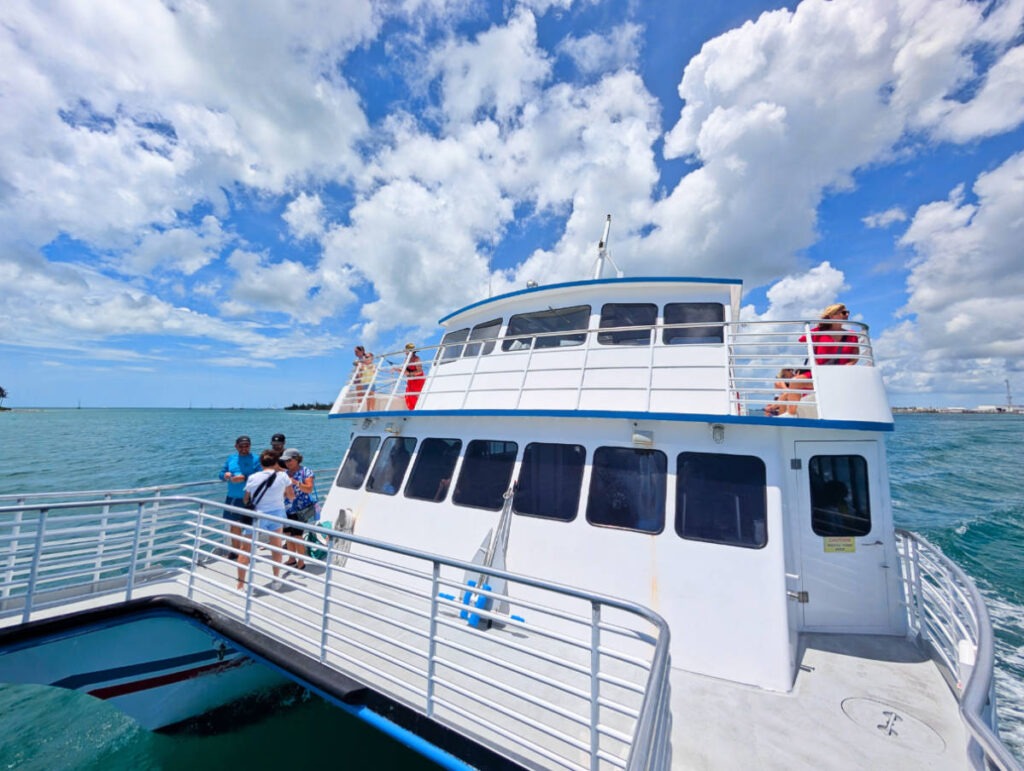 Front deck of Fury Glass Bottom Boat Catamaran in Key West Florida Keys