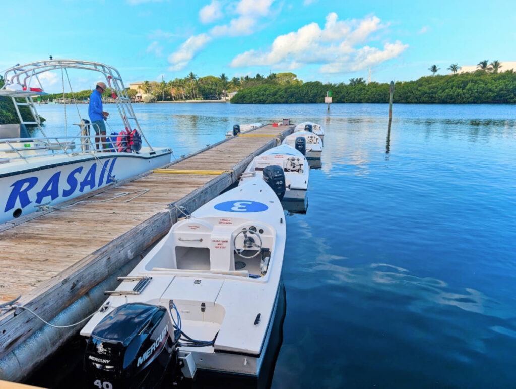 Safari Eco Tour Speedboats in Cow Key Marina Sunset Watersports Activity Desk Key West Florida Keys
