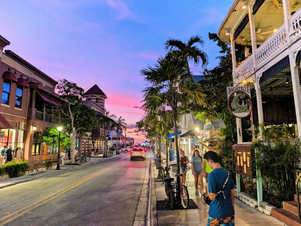Sunset on Duval Street in Key West Florida Keys