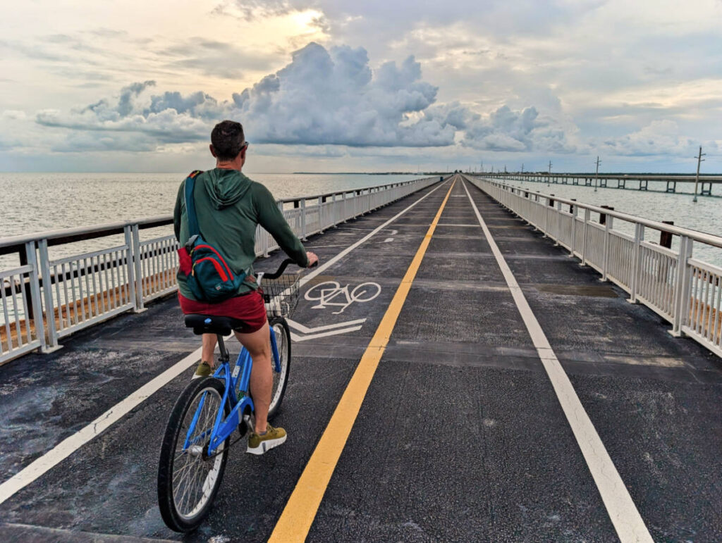 Chris Taylor riding bikes to Pigeon Key Marathon Florida Keys