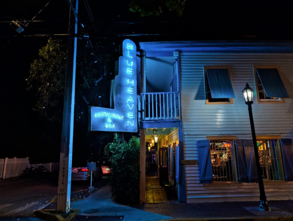 Exterior of Blue Heaven Restaurant at Night Key West Florida Keys