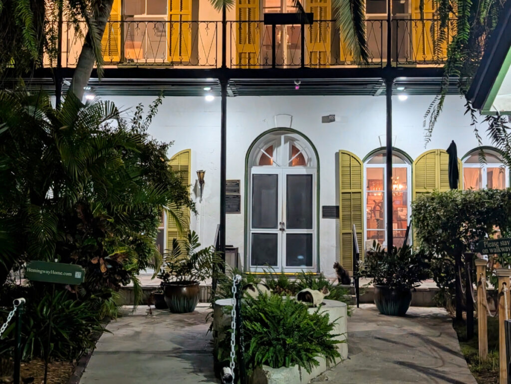 Hemingway House with Cats at Night Key West Florida Keys