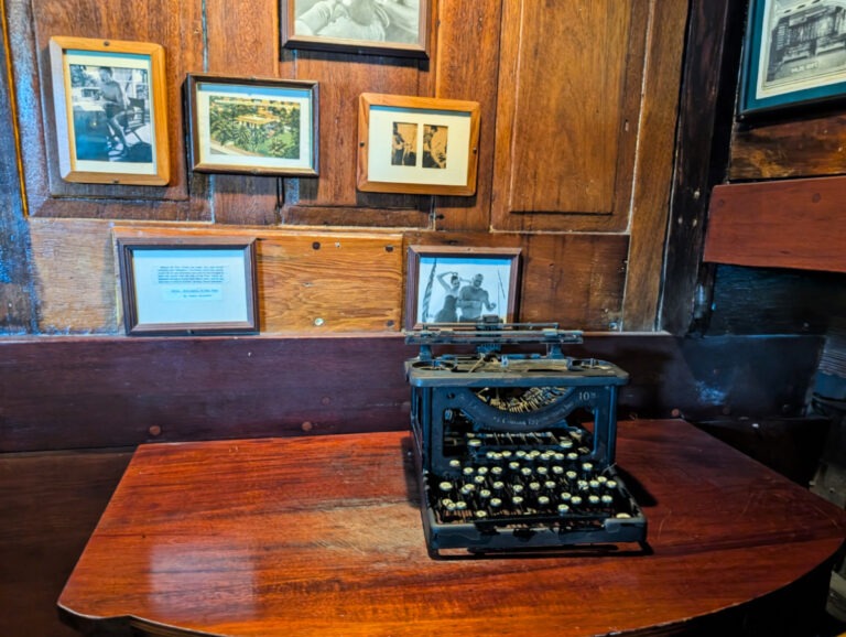 Typewriter on Hemingway Boat Pilar inside Bass Pro Shop World Wide Sportsman Islamorada Florida Keys
